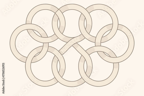 Fototapeta Pattern circle interwoven illustration infinite forming path arcs overlapping smooth circles vector