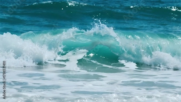 Obraz Seamless abstract blue-white ocean foam texture. Suitable for design backgrounds, spa, and natural relaxation content