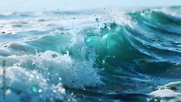 Obraz Seamless abstract blue-white ocean foam texture. Suitable for design backgrounds, spa, and natural relaxation content