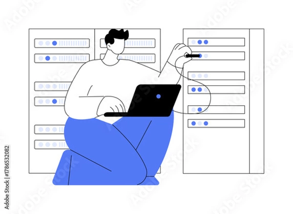 Obraz Datacenter network infrastructure isolated cartoon vector illustrations.