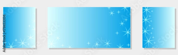 Fototapeta Frosty Blue Gradient Backgrounds with Stars — Winter Sparkle Vector Set
