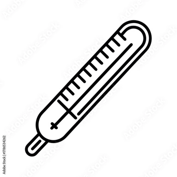 Fototapeta Mercury Thermometer Line Art Vector Illustration