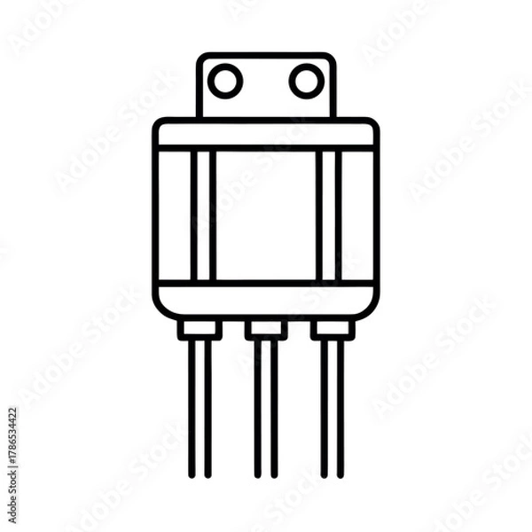 Fototapeta Transistor Line Art Vector Illustration