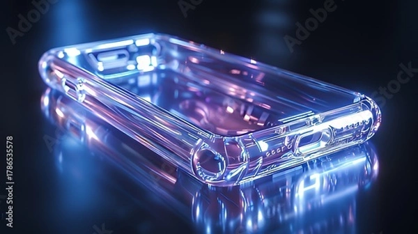 Obraz Futuristic transparent smartphone on reflective surface