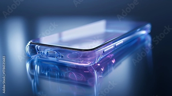 Obraz Futuristic transparent smartphone on reflective surface