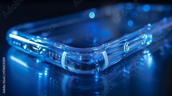 Obraz Futuristic transparent smartphone on reflective surface