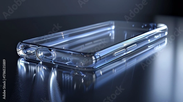 Obraz Futuristic transparent smartphone on reflective surface