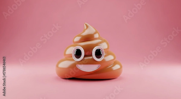 Obraz Smiling 3D Poop Emoji with Happy Face on Pink Background
