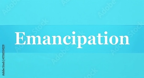 Fototapeta Symbolic text 'Emancipation' on vibrant blue background represents freedom and release
