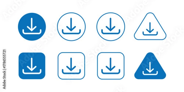 Fototapeta Blue Download Icons in Various Shapes circle square Isolated On Transparent Background