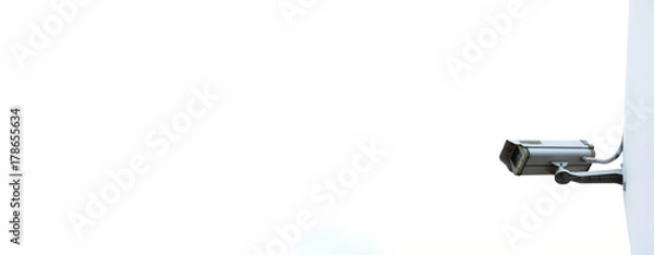 Fototapeta closed circuit camera on top of building  on white background.