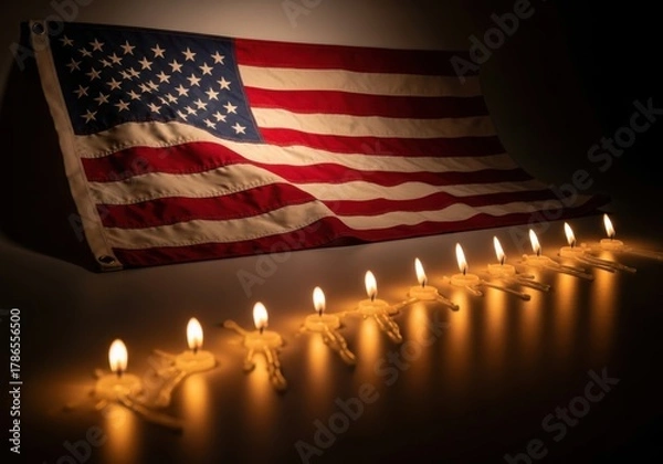 Obraz Veterans Day Tribute with Flag and Candlelight
