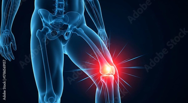 Fototapeta Visual Representation of Knee Pain A Detailed Anatomical Illustration Highlighting the Affected Area and Inflammation