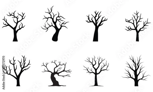 Obraz Bare Tree Silhouette Set