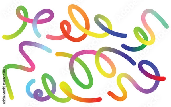 Fototapeta Colorful gradient swirls on white background create a playful and modern design