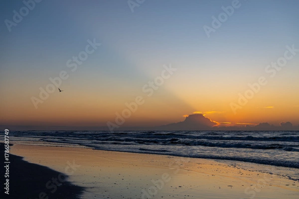 Obraz Seaside Sunrise with Crepuscular Rays