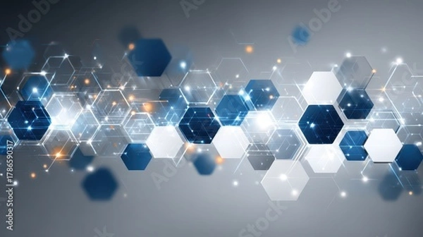 Obraz Abstract blue and white hexagon background