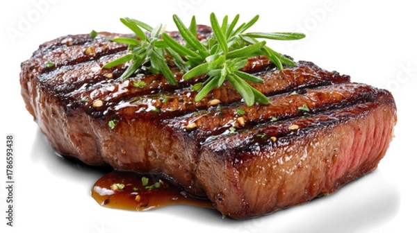 Obraz Grilled chicken breast isolated on white background