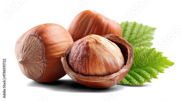 Obraz hazelnuts on a white background