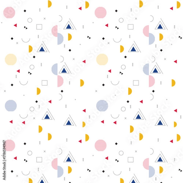 Fototapeta Minimal Geometric Seamless Pattern | Colorful Abstract Shapes Background
