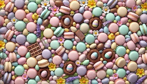 Fototapeta Easter Macaron Nest Mix