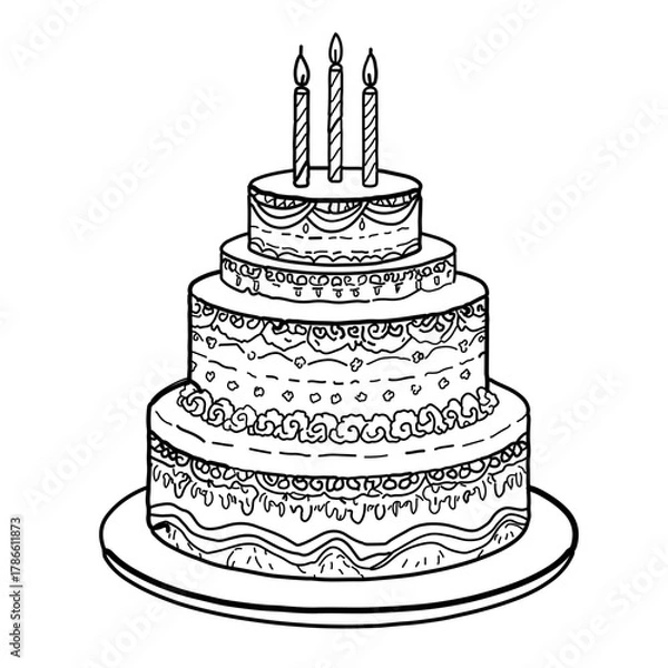 Fototapeta birthday cake isolated on white background