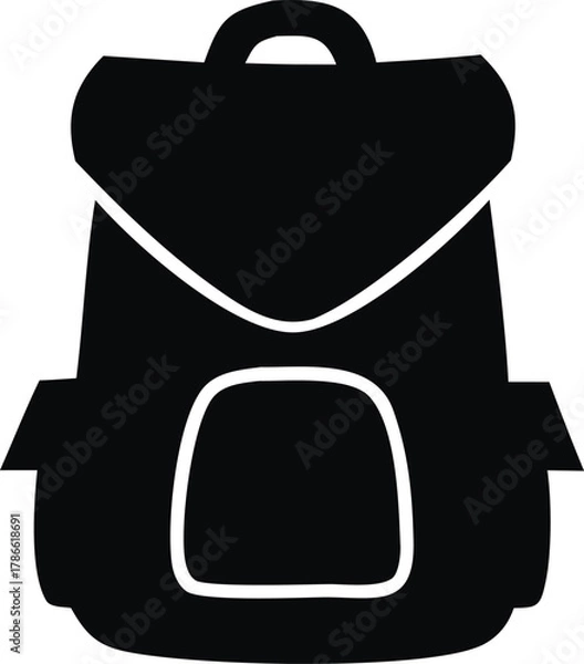 Fototapeta Black silhouette of a backpack isolated on white background