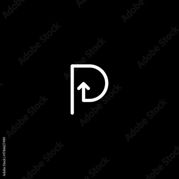 Obraz abstract P logo, P design with simple arrow