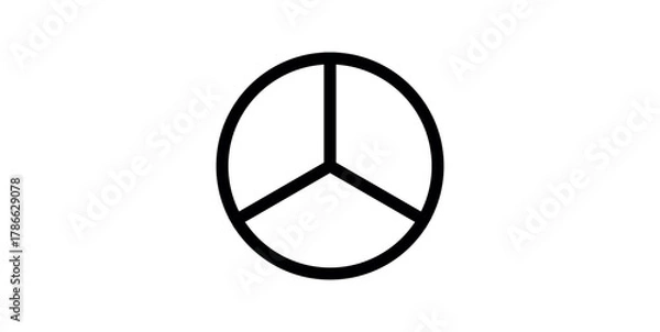 Fototapeta Circle Divided into Three Equal Segments.