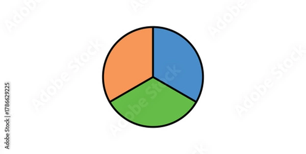 Fototapeta Circle Divided into Three Equal Segments.