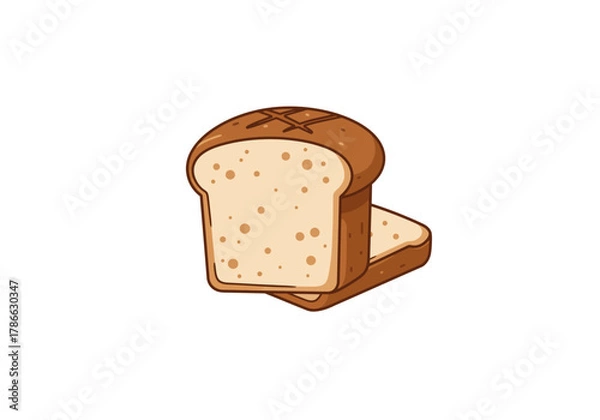 Obraz Two slices of cartoon white bread one stacked slightly behind the other