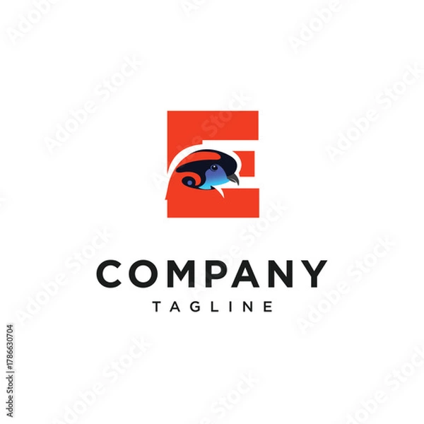 Fototapeta Letter E Temminck's Tragopan Logo Icon Vector