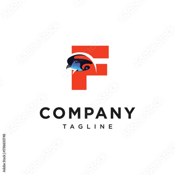 Obraz Letter F Temminck's Tragopan Logo Icon Vector
