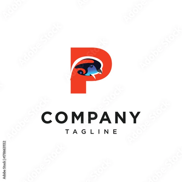 Fototapeta Letter P Temminck's Tragopan Logo Icon Vector