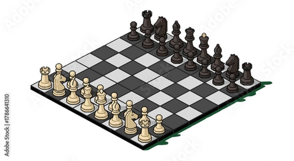 Fototapeta Strategic Chess Game Pieces Arranged for Play Isolated on Transparent Background