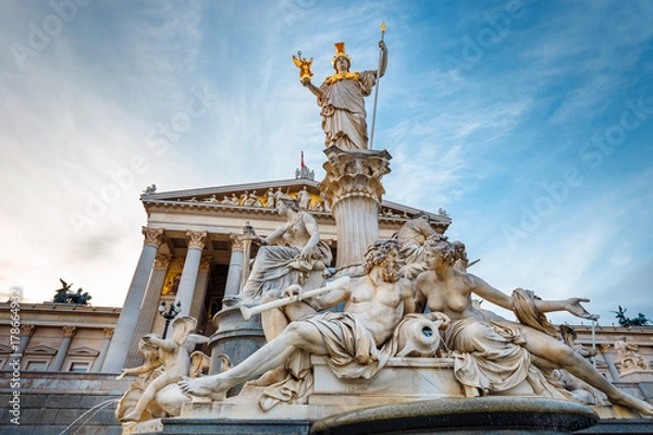 Fototapeta Sculpture in front of the parliament building in Vienna, Austria