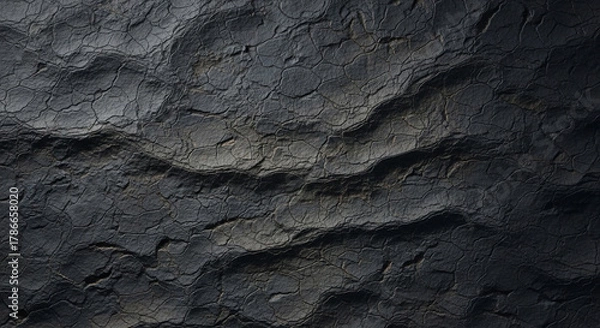 Fototapeta Dark, textured, wavy stone background with subtle light and shadow, perfect for creating depth and atmosphere in designs