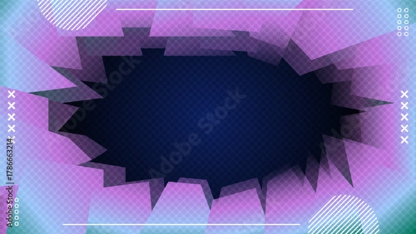 Obraz Abstract Background Blue Purple Gradient Geometric Overlap Polygon Framing Halftone Design.Vector Illustration
