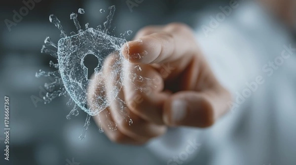 Obraz Digital virus protection and cybersecurity shield