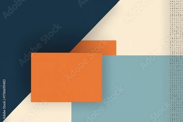 Obraz Abstract geometric shapes in bold colorsorange, teal, cream, navycreate dynamic modern composition. Minimalist design aesthetic.