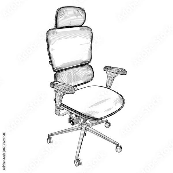 Fototapeta Ergohuman Office Armchair Vector. Illustration Of Ergonomic Easy Elbow Chair Isolated On White Background.