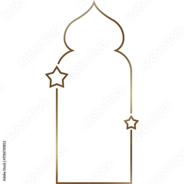 Fototapeta Elegant Golden Archway With Stars Isolated On White Background Islamic Architecture Inspired Design