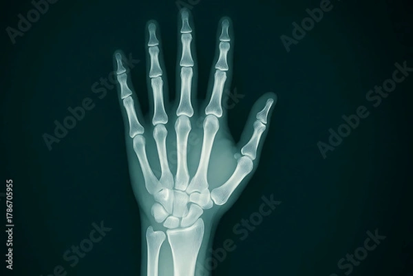 Obraz A glowing digital hand in a gesture of connection, representing human interaction in the digital and technological world.