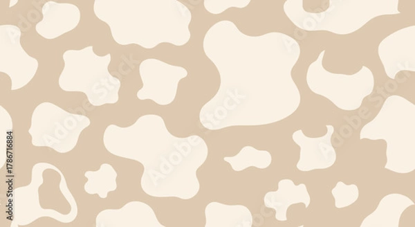 Fototapeta Seamless cow pattern background in beige and white, cute trendy design