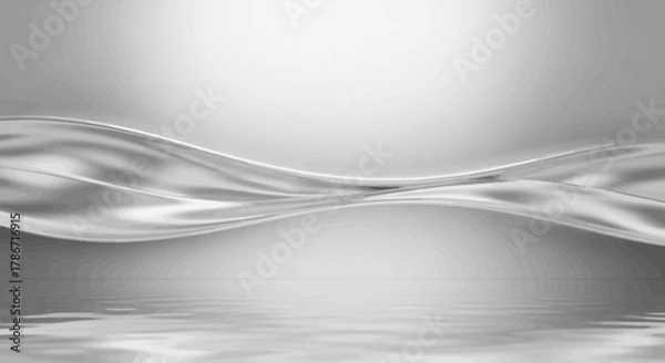 Fototapeta Elegant silver wavy background with soft reflections for modern presentations