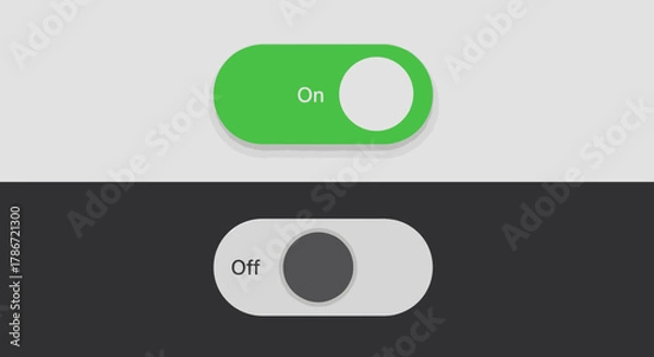 Fototapeta Illustration of On/Off toggle switch button with modern flat design style for website