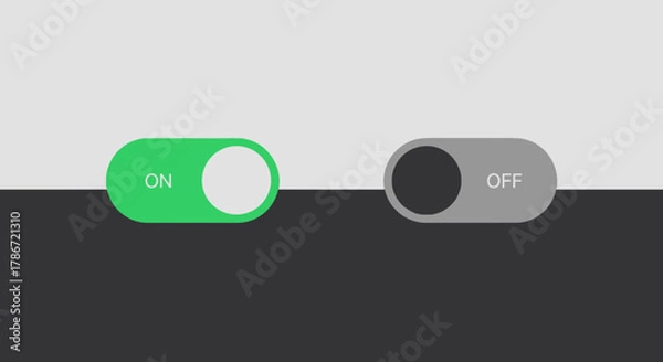 Fototapeta Conceptual on and off switch, representing power control, digital functionality and modern design