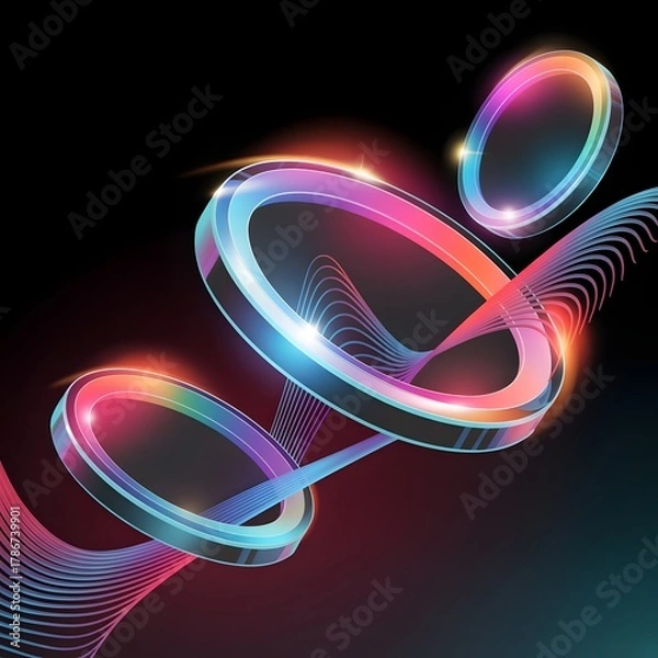 Fototapeta Abstract colorful background with circles and spheres