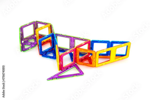 Fototapeta Step-by-Step Assembly of Colorful Magnetic Dinosaur