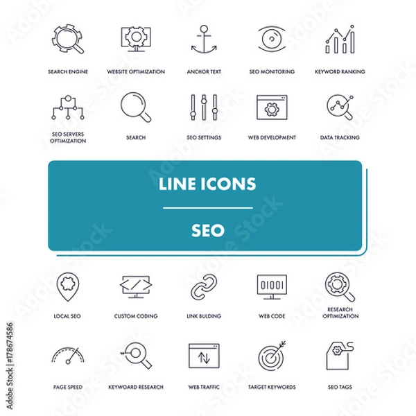 Obraz Line icons set. Seo
